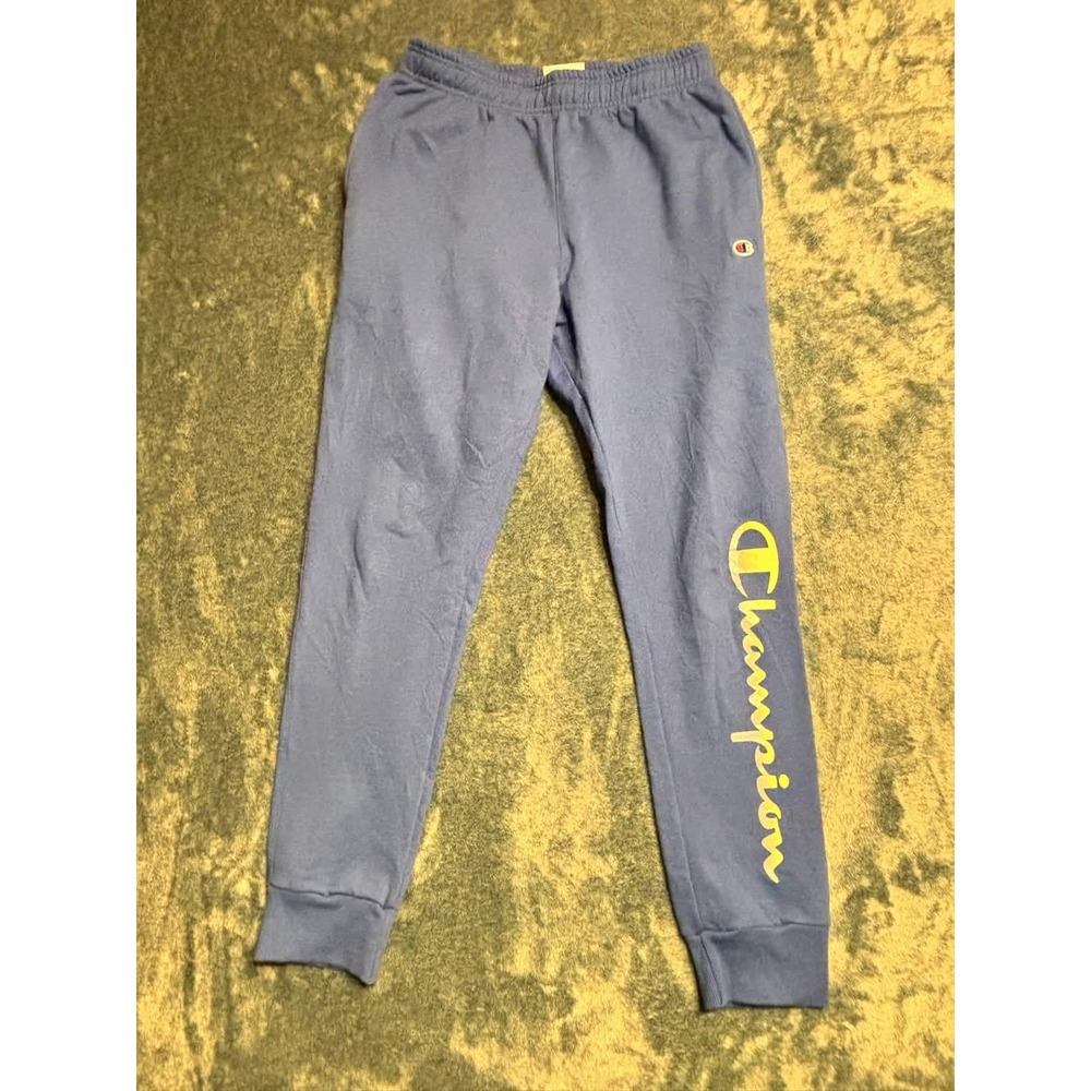 Champion Mens Pants Size L Sweatpants Blue Joggers Authentic Athleticwear Logo